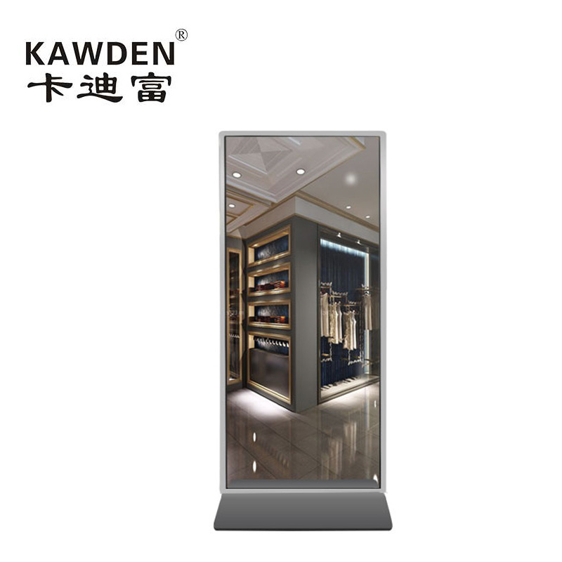 北京42寸鏡面廣告機 立式玻璃展柜智能互動高清顯示屏廠家