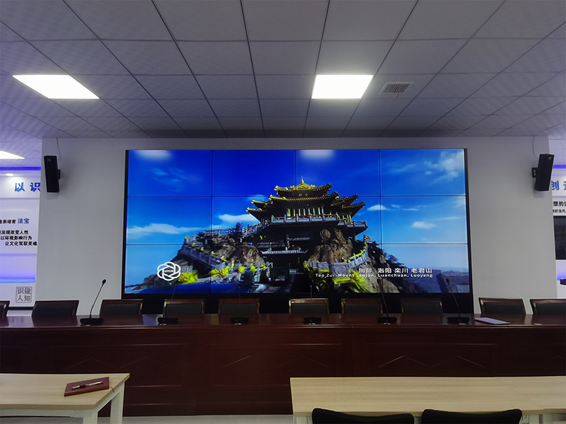 山東會議展示拼接屏55寸3.5MM3X4機柜支架安裝大屏